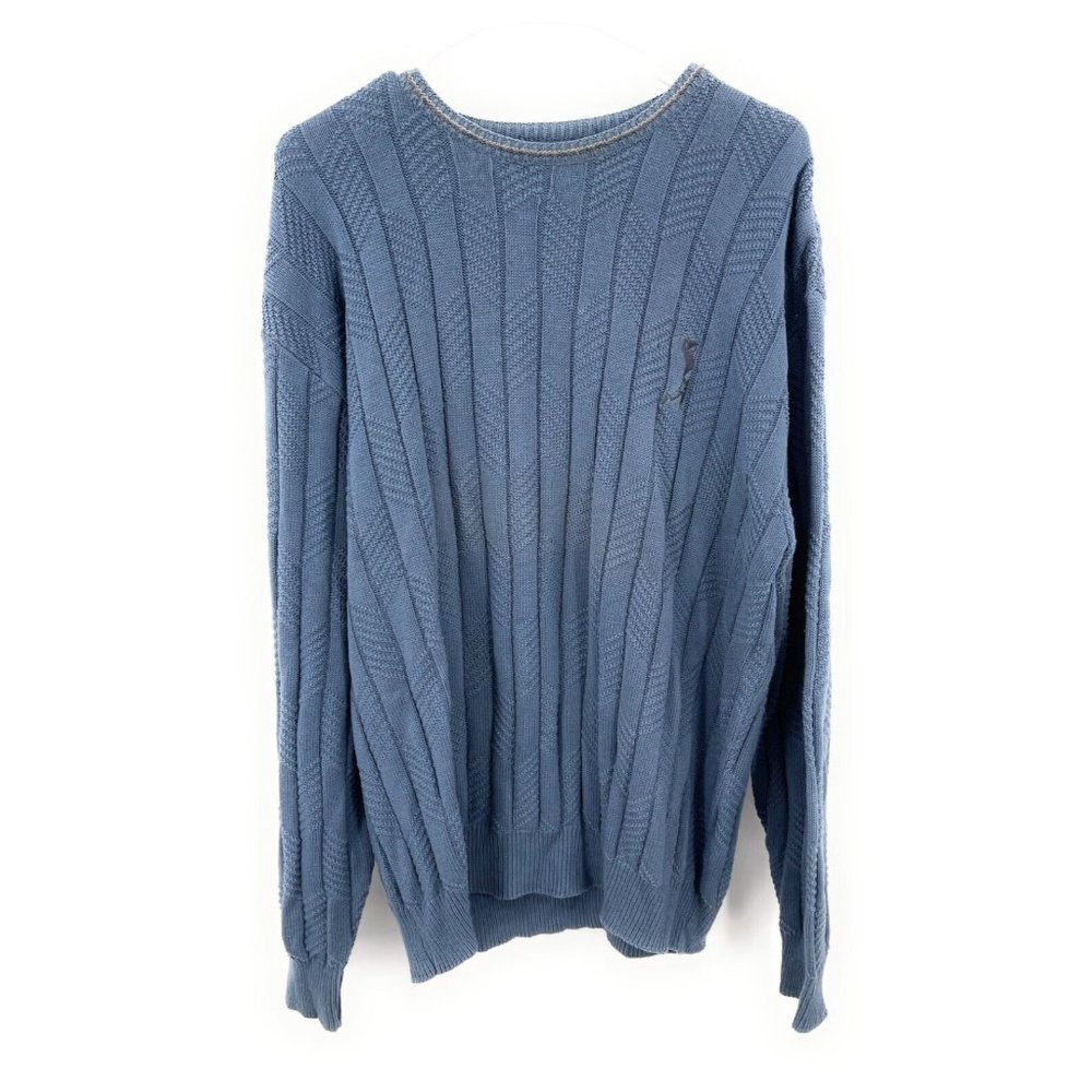 Carmel Men's Vintage Embroidered Knit Golf Sweater ‎ Size  L Blue
